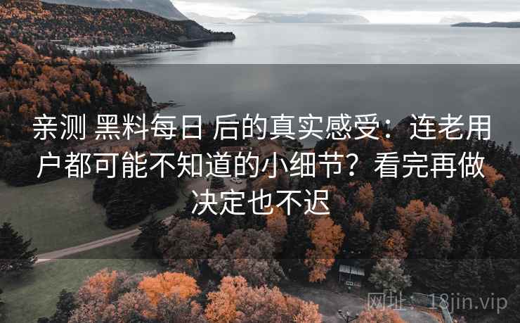 亲测 黑料每日 后的真实感受：连老用户都可能不知道的小细节？看完再做决定也不迟