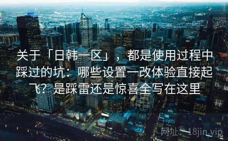 关于「日韩一区」，都是使用过程中踩过的坑：哪些设置一改体验直接起飞？是踩雷还是惊喜全写在这里
