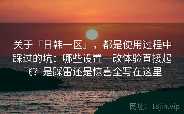 关于「日韩一区」，都是使用过程中踩过的坑：哪些设置一改体验直接起飞？是踩雷还是惊喜全写在这里
