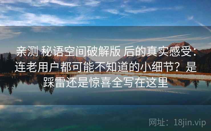 亲测 秘语空间破解版 后的真实感受：连老用户都可能不知道的小细节？是踩雷还是惊喜全写在这里