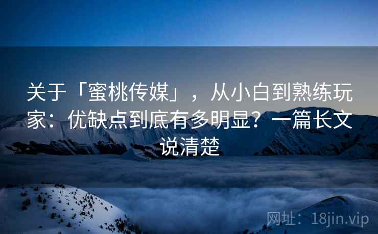 关于「蜜桃传媒」，从小白到熟练玩家：优缺点到底有多明显？一篇长文说清楚