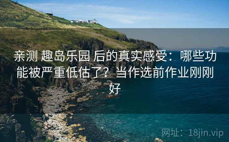 亲测 趣岛乐园 后的真实感受：哪些功能被严重低估了？当作选前作业刚刚好
