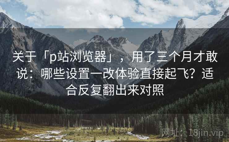 关于「p站浏览器」，用了三个月才敢说：哪些设置一改体验直接起飞？适合反复翻出来对照